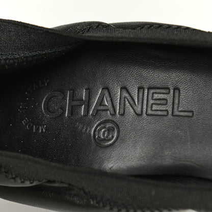 Chanel Lambskin Patent CC Elastic Cap Toe Ballerina Pumps 37 Black 7 of 10