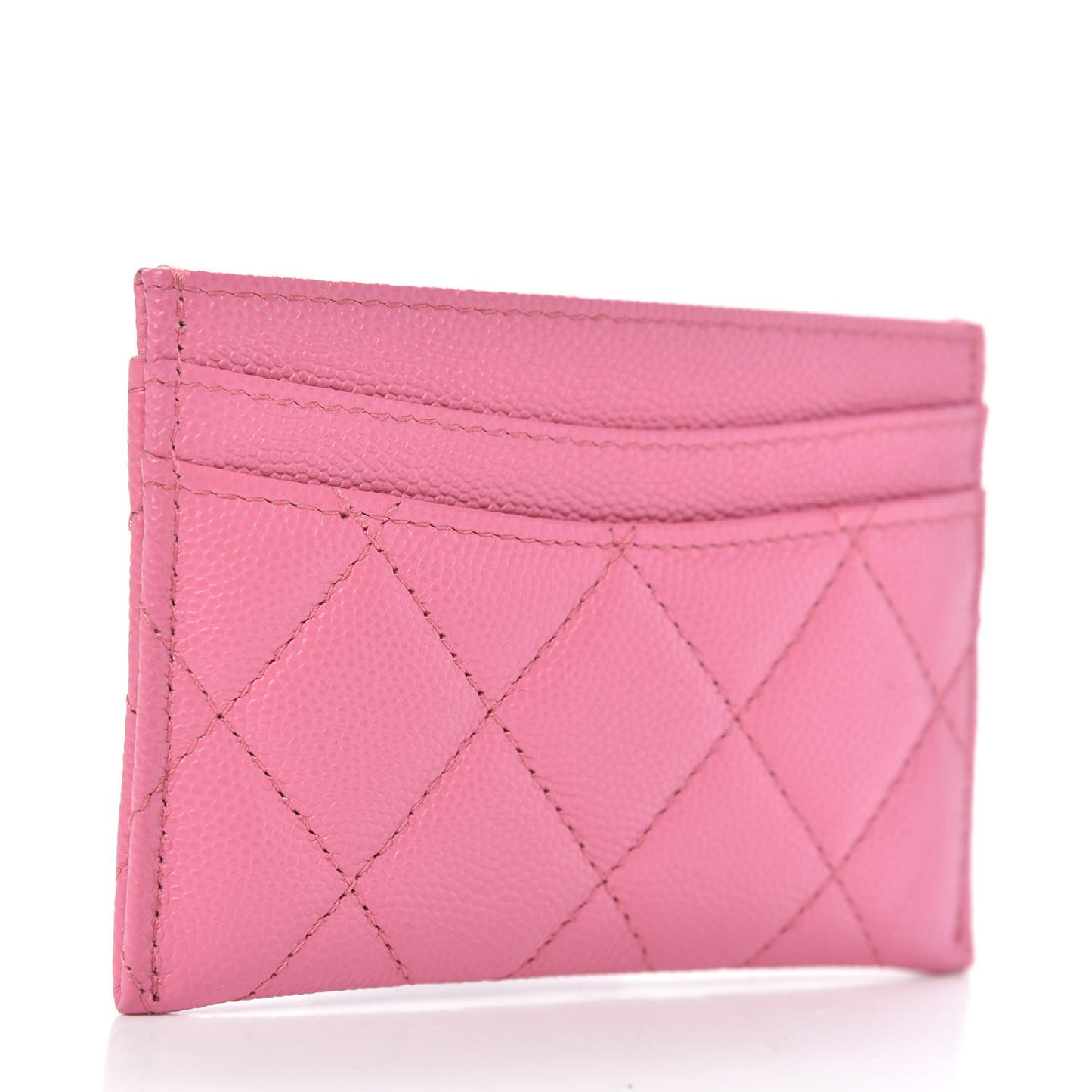 Caviar Quilted Card Holder Pink