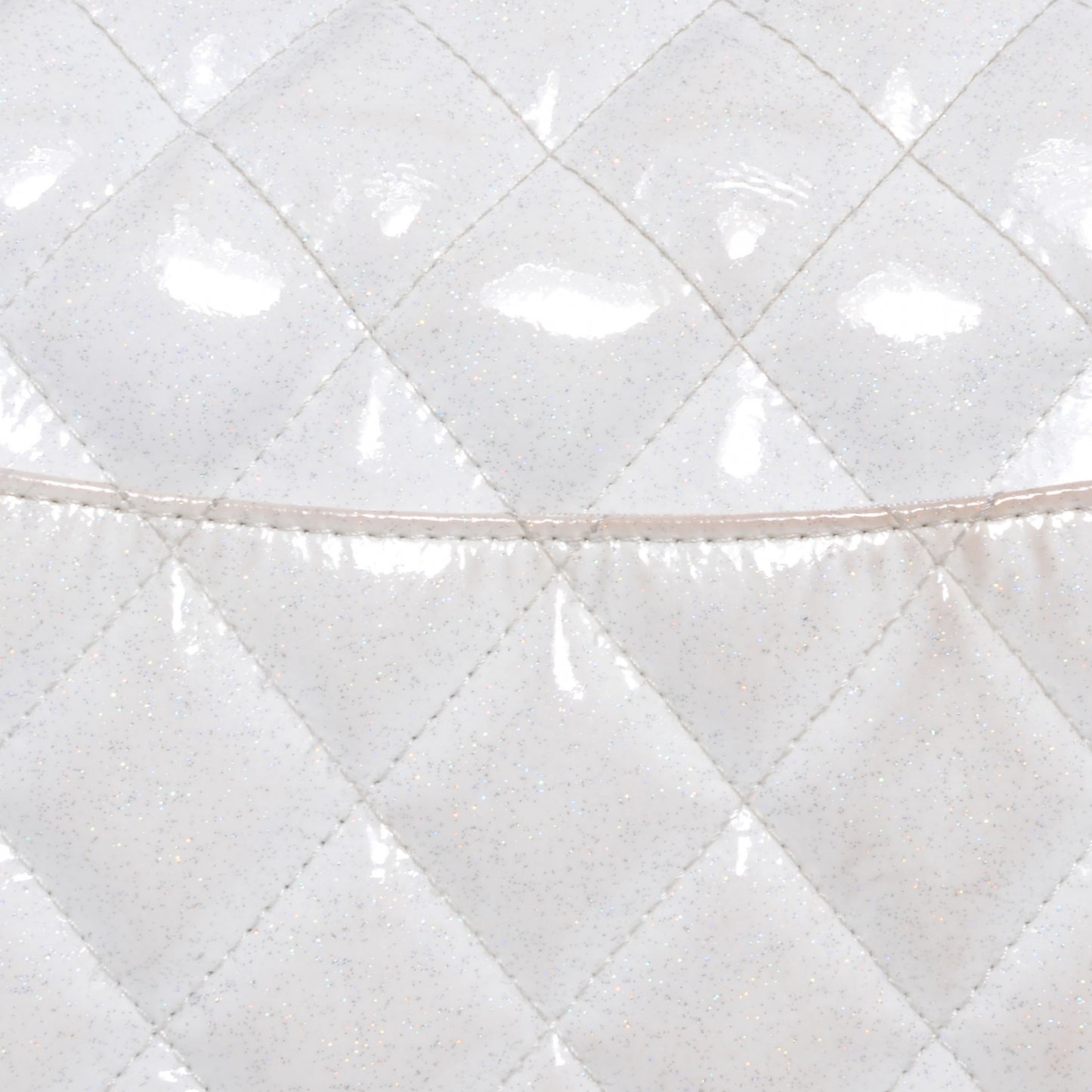 Patent Quilted Evening Star Jumbo Flap White