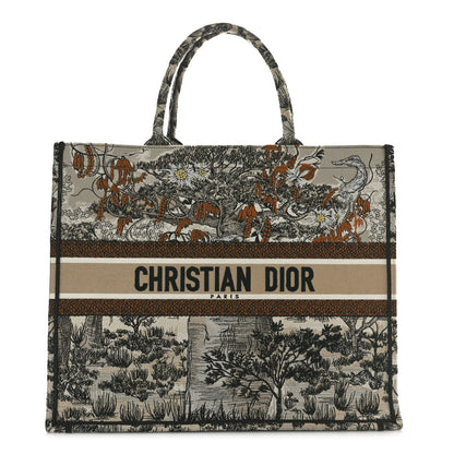 Christian Dior Canvas Embroidered Large Desert Printed Book Tote Beige Multicolor 1 of 13