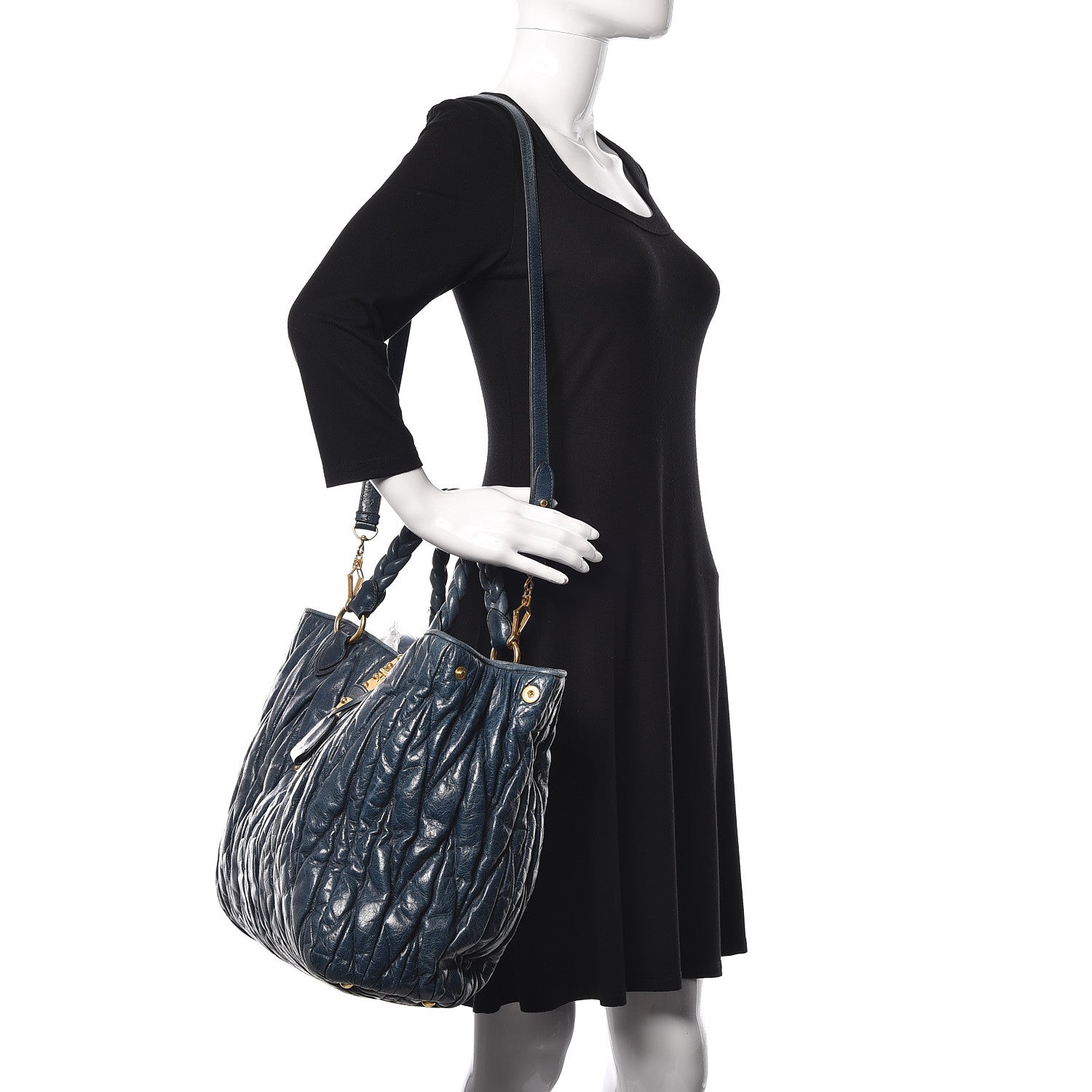 Miu Miu Nappa Matelasse Shopping Tote Denim 2 of 14