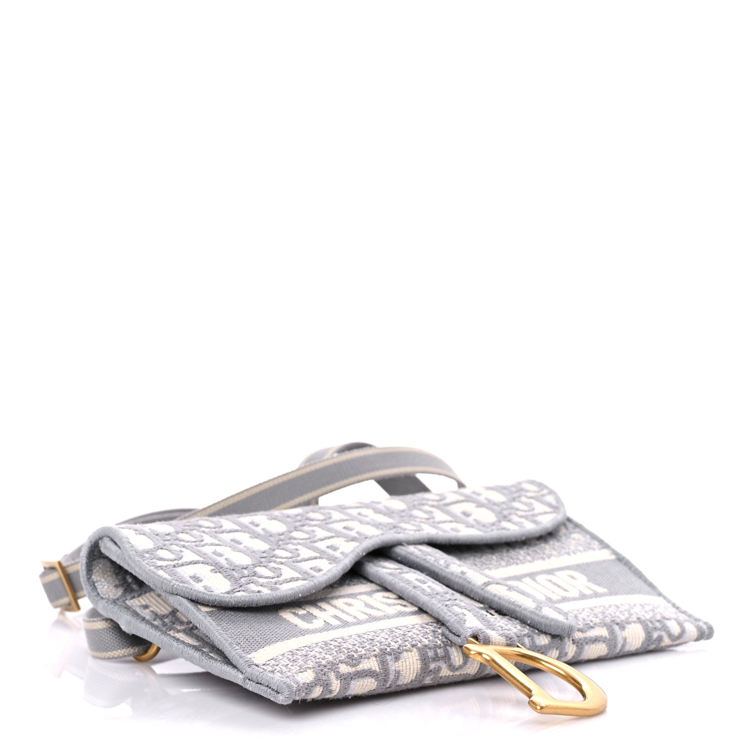 Christian Dior Oblique Slim Saddle Pouch Grey 4 of 9