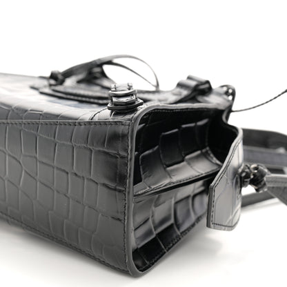 Balenciaga Semi Shiny Calfskin Crocodile Embossed Neo Classic Black Hardware Mini City Black 9 of 10