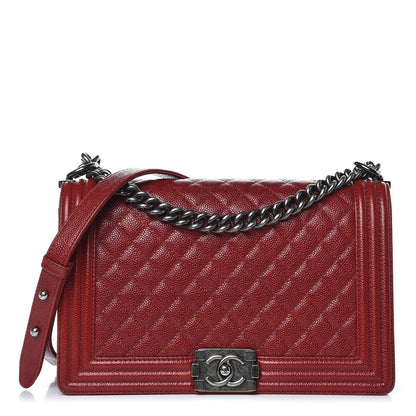 Chanel Caviar Quilted New Medium Boy Flap Dark Red 1 of 33