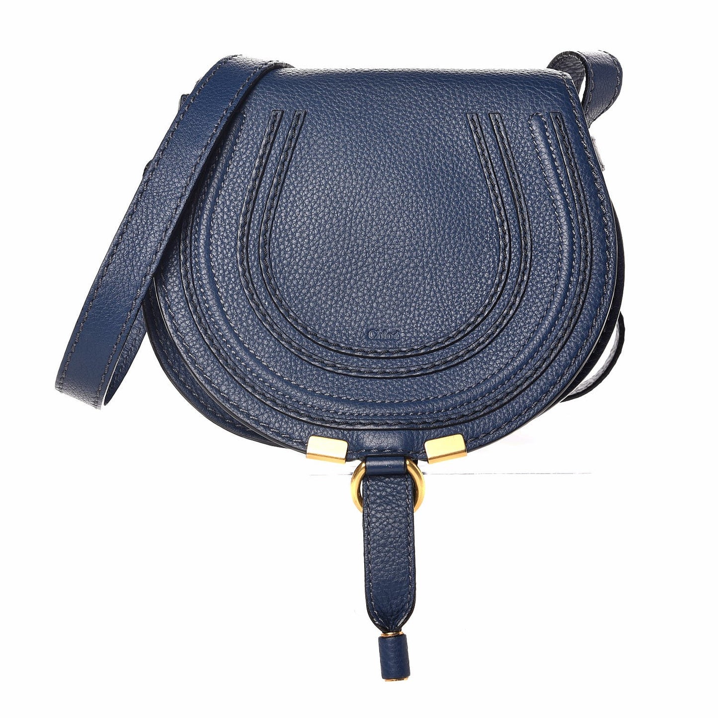 Calfskin Mini Marcie Round Crossbody Bag Navy
