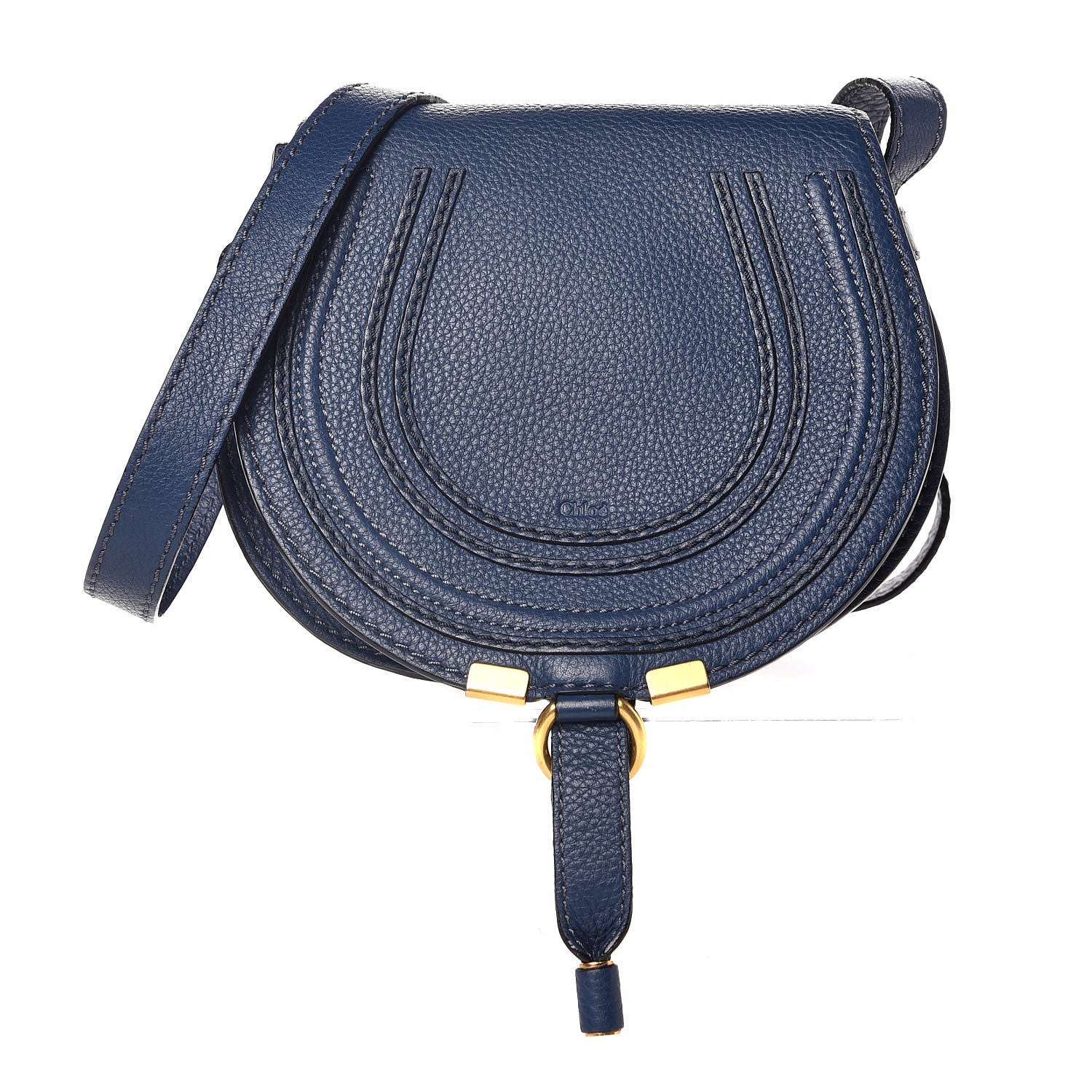 Chloe Calfskin Mini Marcie Round Crossbody Bag Navy 1 of 7