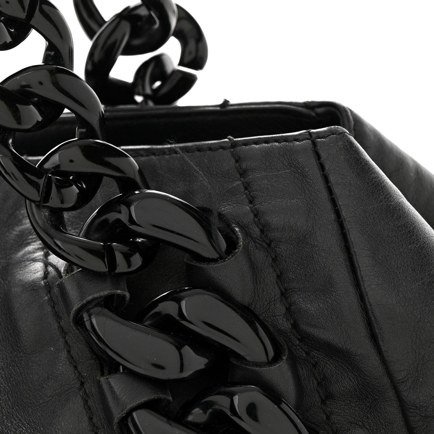Chanel Calfskin Modern Chain Rhodoid East West Tote Black 15 of 18