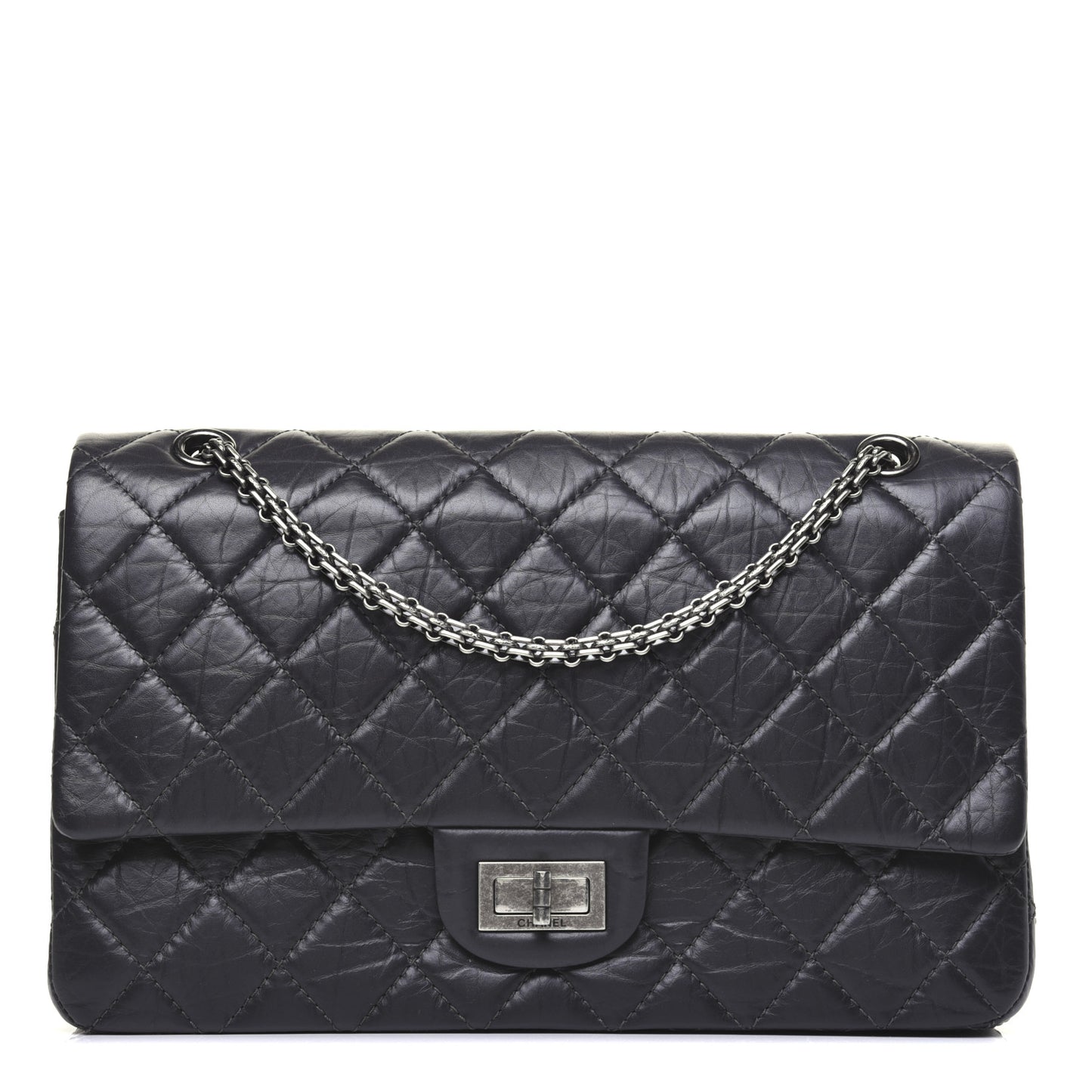 Aged Calfskin Quilted 2.55 Reissue 227 Flap Dark Grey