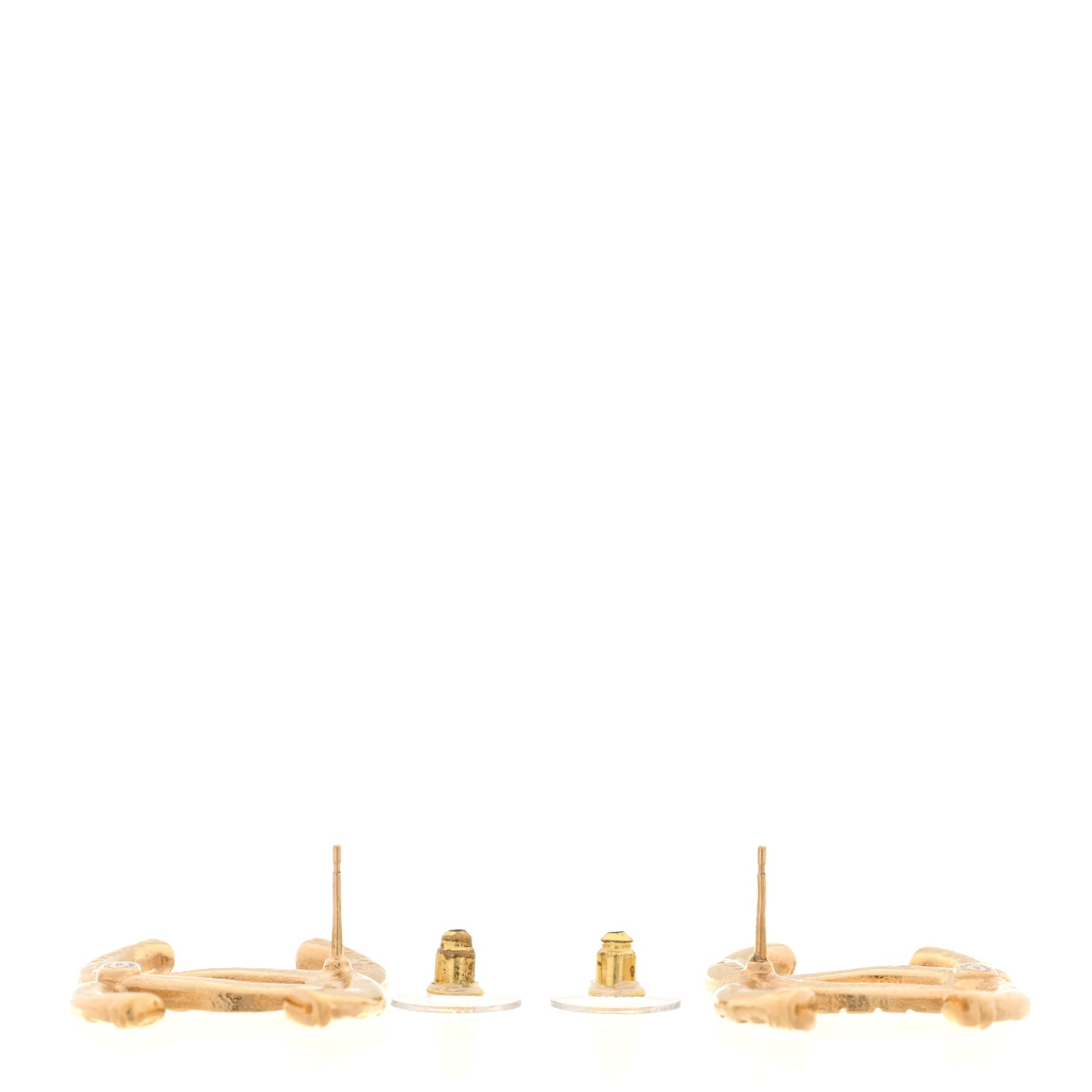 Metal Textured CC Earrings Gold