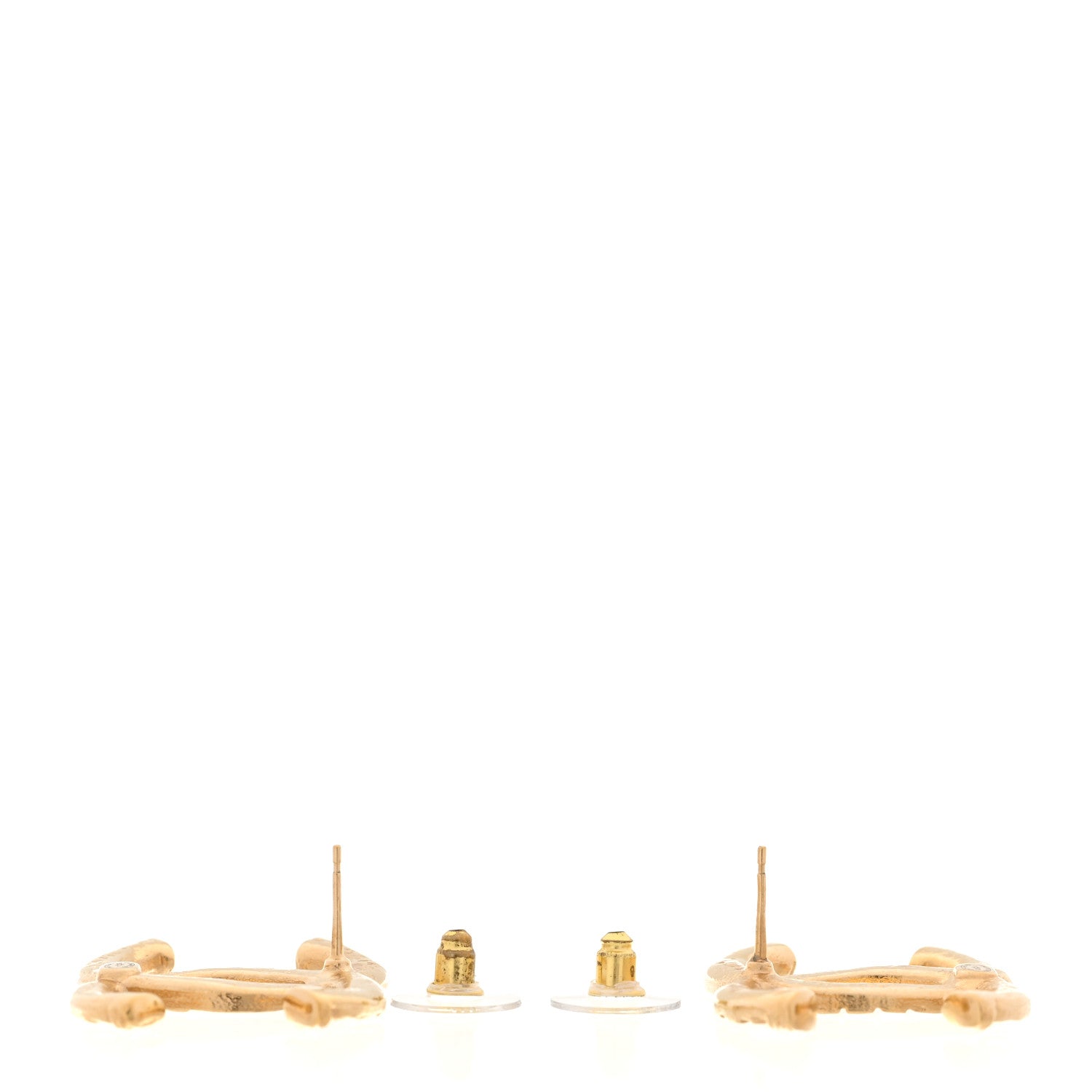 Chanel Metal Textured CC Earrings Gold 3 of 4