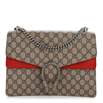 Gucci GG Supreme Monogram Suede Cudu Medium Dionysus Shoulder Bag Beige Ebony Vulcanic Red 1 of 13