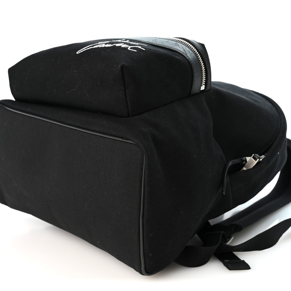 Saint Laurent Canvas Signature Embroidered City Backpack Black 9 of 10