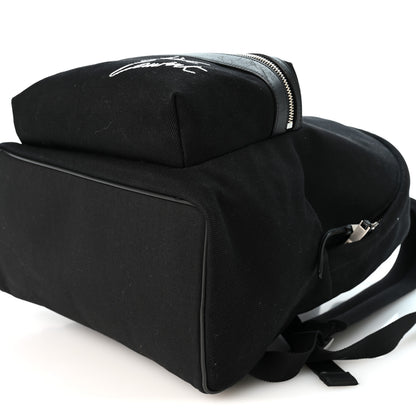 Saint Laurent Canvas Signature Embroidered City Backpack Black 9 of 10