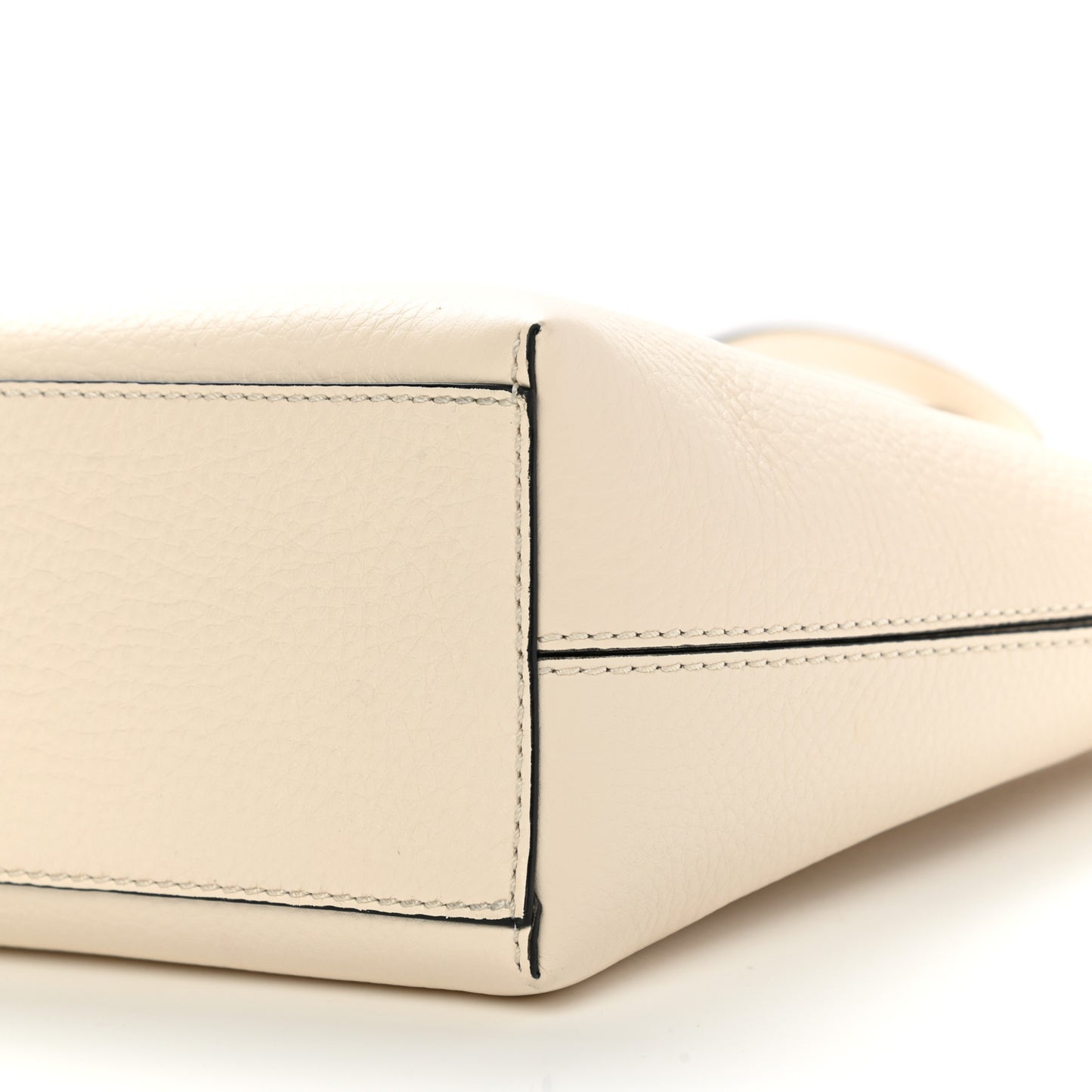 Grained Calfskin Small Rockstud Shoulder Tote Light Ivory