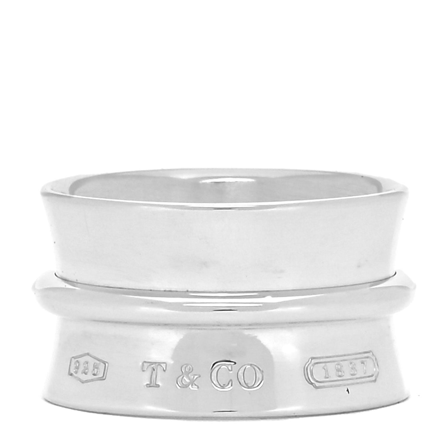 Tiffany Sterling Silver Wide 1837 Band Ring 53 6.5 1 of 5