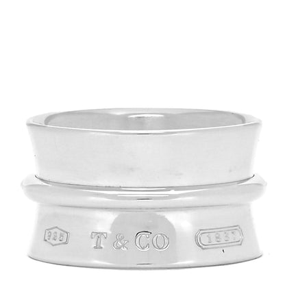 Tiffany Sterling Silver Wide 1837 Band Ring 53 6.5 1 of 5