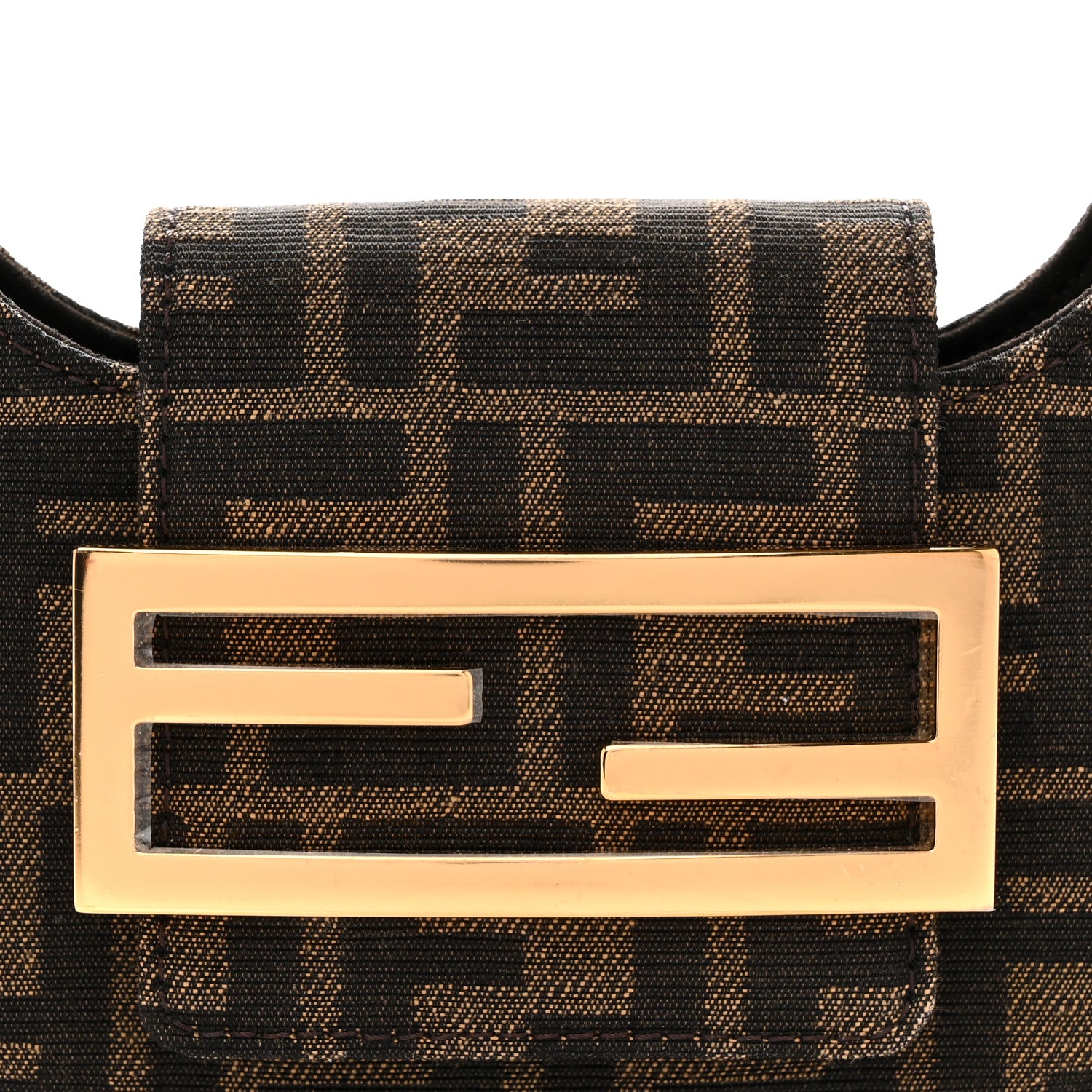 Fendi Fabric Jacquard FF 1974 Mini Cookie Hobo Bag Tobacco Moro 8 of 10