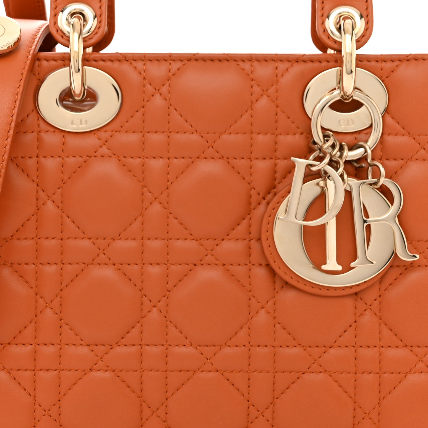 Lambskin Cannage Small Lucky Badges My Lady Dior Orange