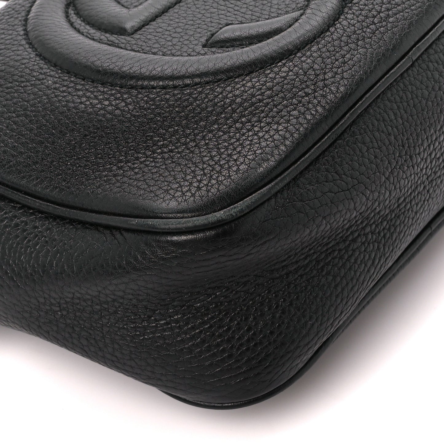 Pebbled Calfskin Small Soho Disco Bag Black