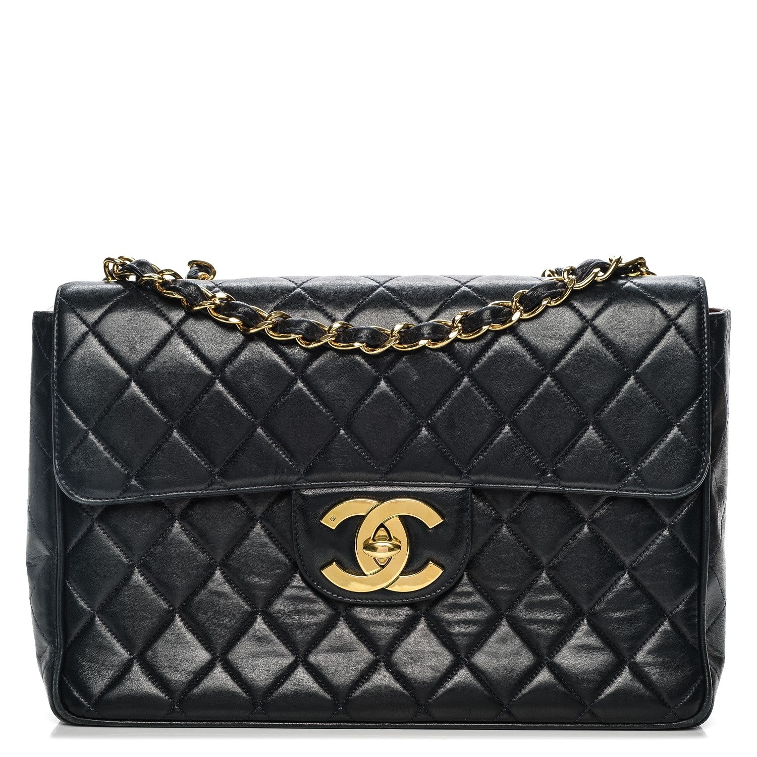 Chanel Lambskin Quilted Jumbo Single Flap Navy 1 of 9