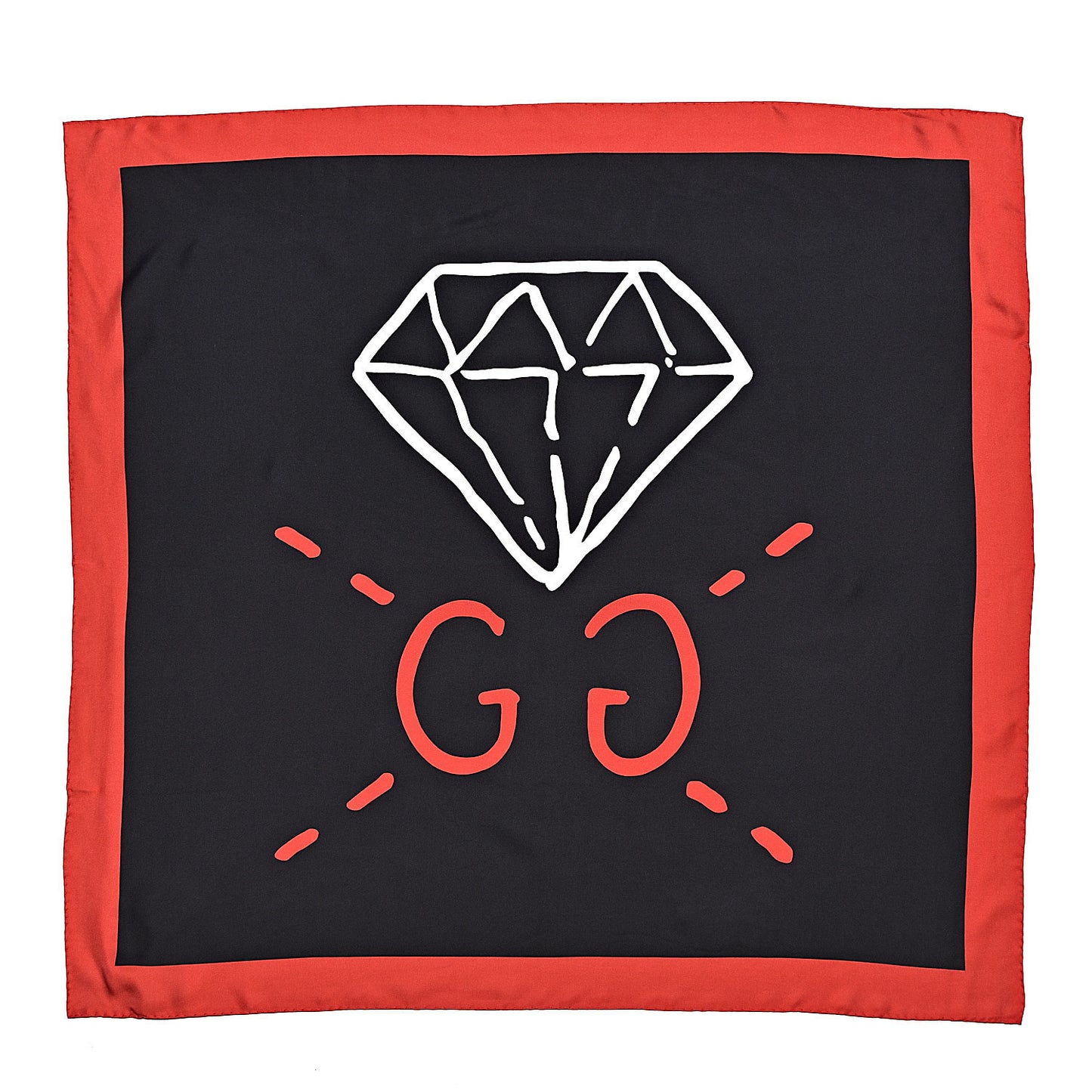 Silk GG Diamond Square Scarf Black