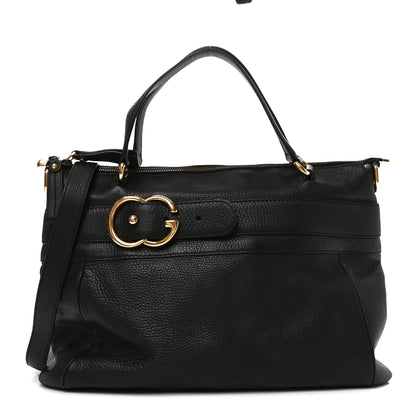 Gucci Pebbled Calfskin Ride Medium Top Handle Bag Black 1 of 10