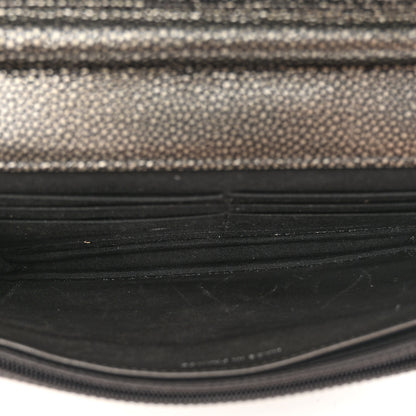 Chanel Metallic Caviar Timeless CC Wallet On Chain WOC Grey 5 of 11