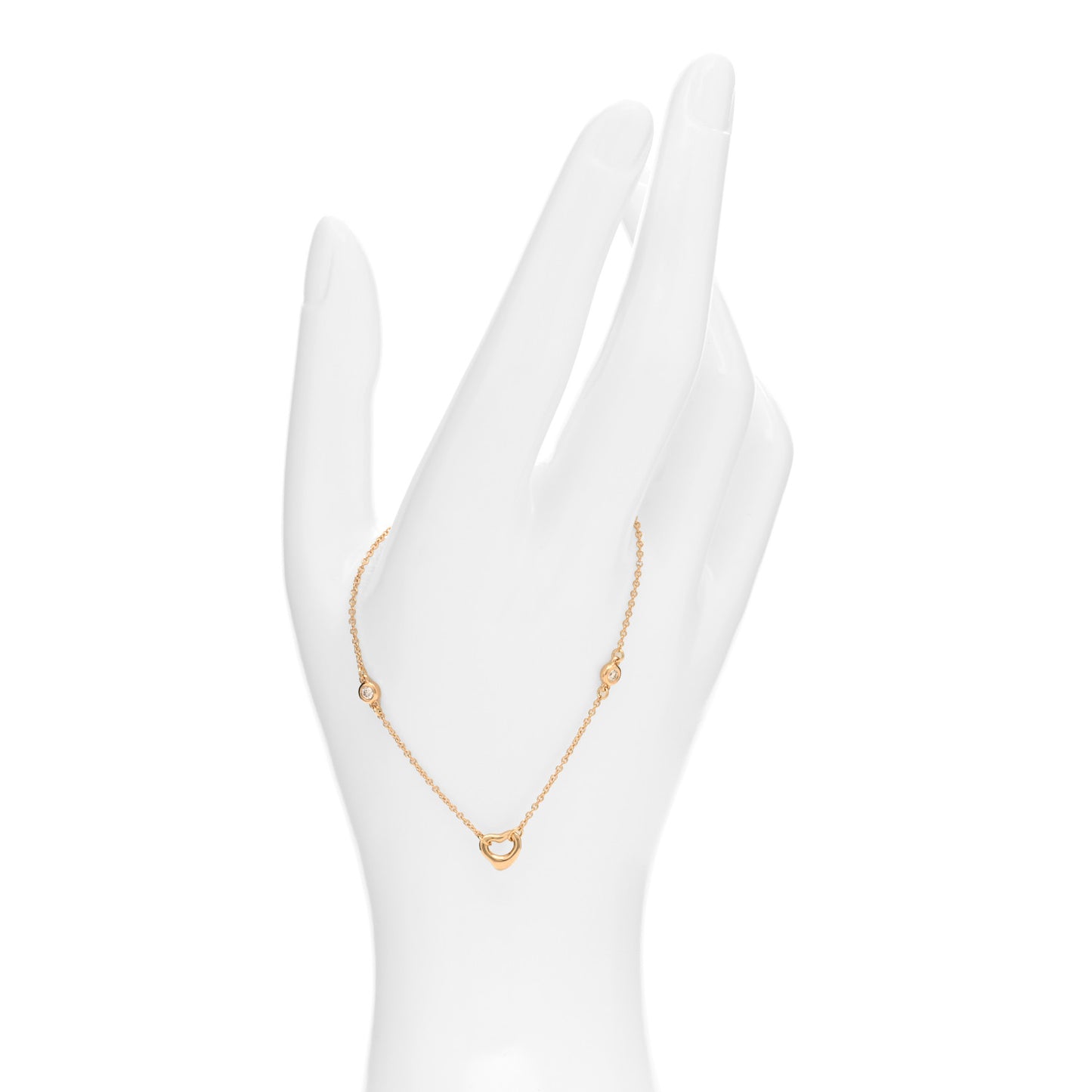 18K Rose Gold Diamond Elsa Peretti Diamonds by the Yard Open Heart Bracelet