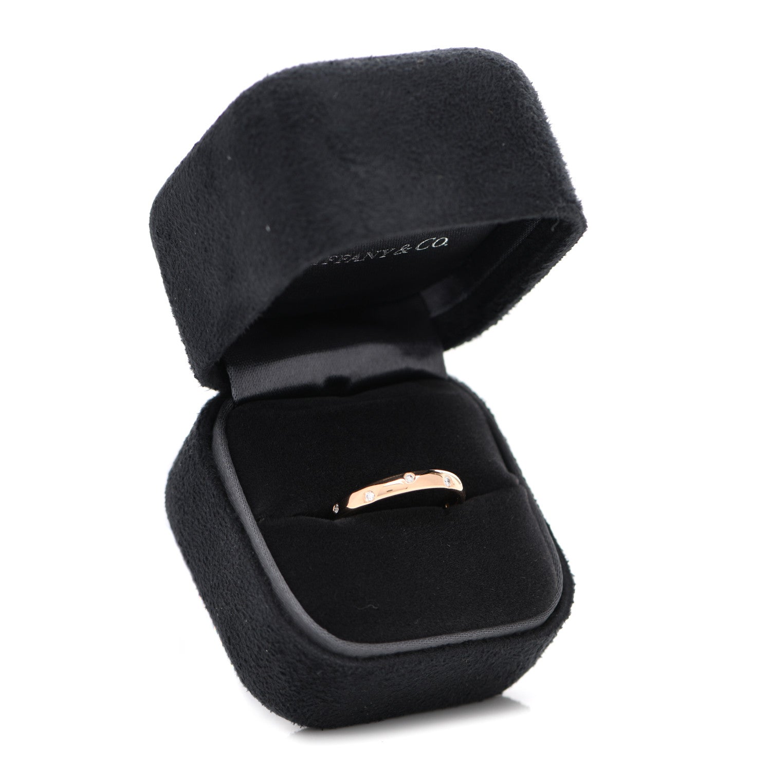 Tiffany 18K Rose Gold Diamond 3mm Etoile Band Ring 56 7.5 5 of 5