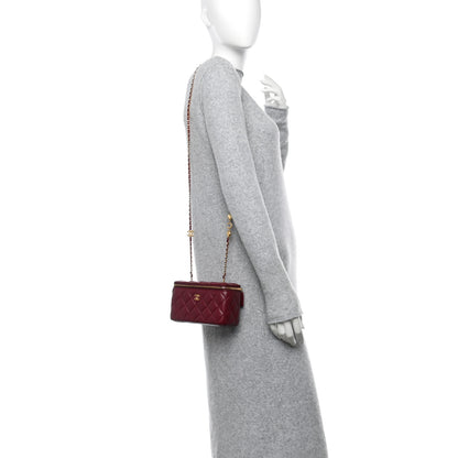 Chanel Lambskin Enamel Quilted Small Coco Hearts Vanity Case With Chain Burgundy 2 of 14