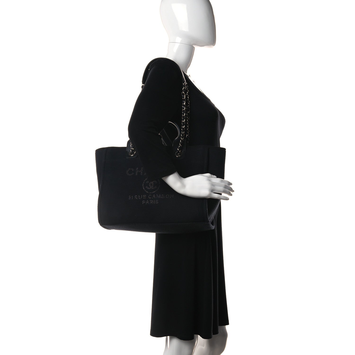 Chanel Mixed Fibers Small Deauville Tote Black 2 of 11