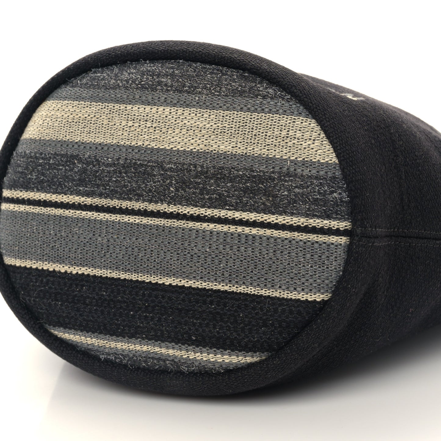 Striped Canvas Deauville Drawstring Bag Gray Black