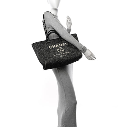 Chanel Mixed Fibers Calfskin Medium Deauville Tote Black 2 of 11