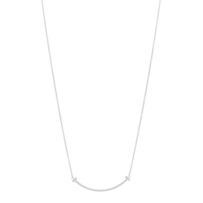 Tiffany 18K White Gold Small T Smile Pendant Necklace 1 of 5