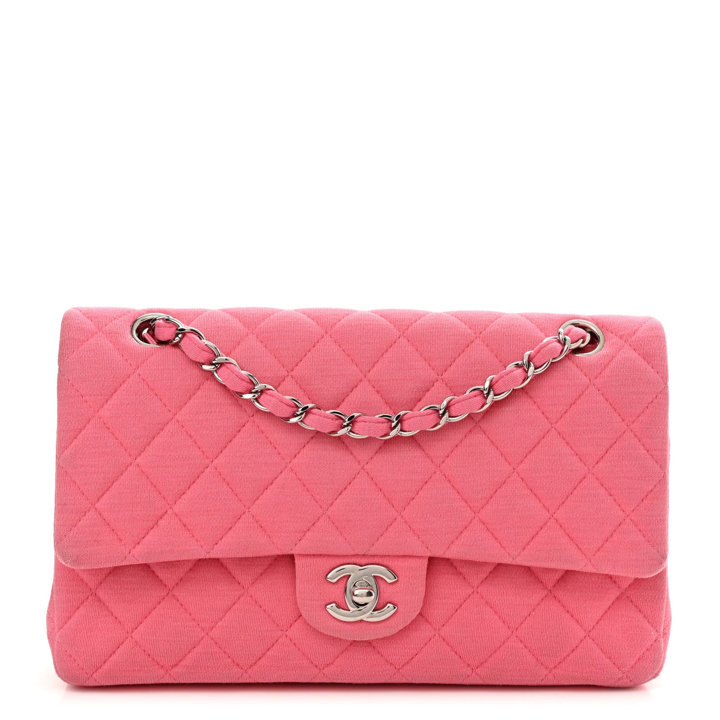 Jersey Quilted Medium Double Flap Dark Pink