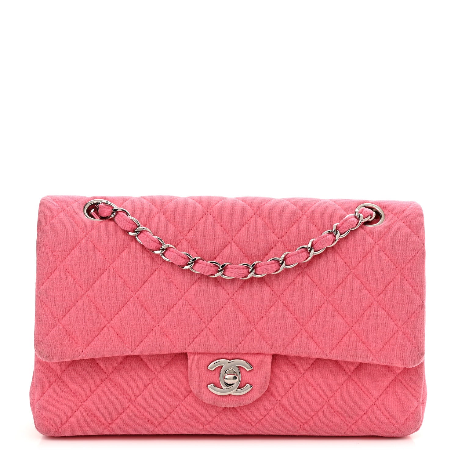 Chanel Jersey Quilted Medium Double Flap Dark Pink 1 of 10