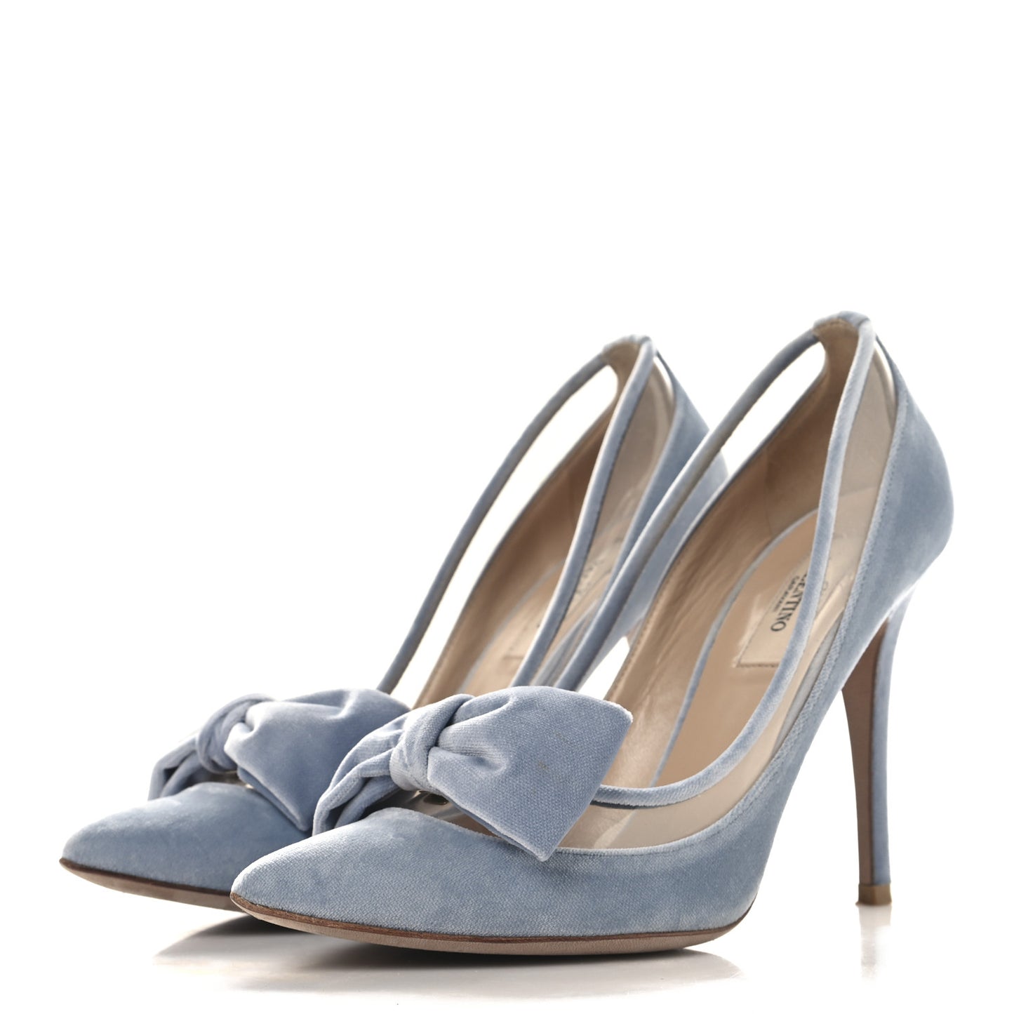 Velvet PVC Dollybow Pumps 37 Light Blue