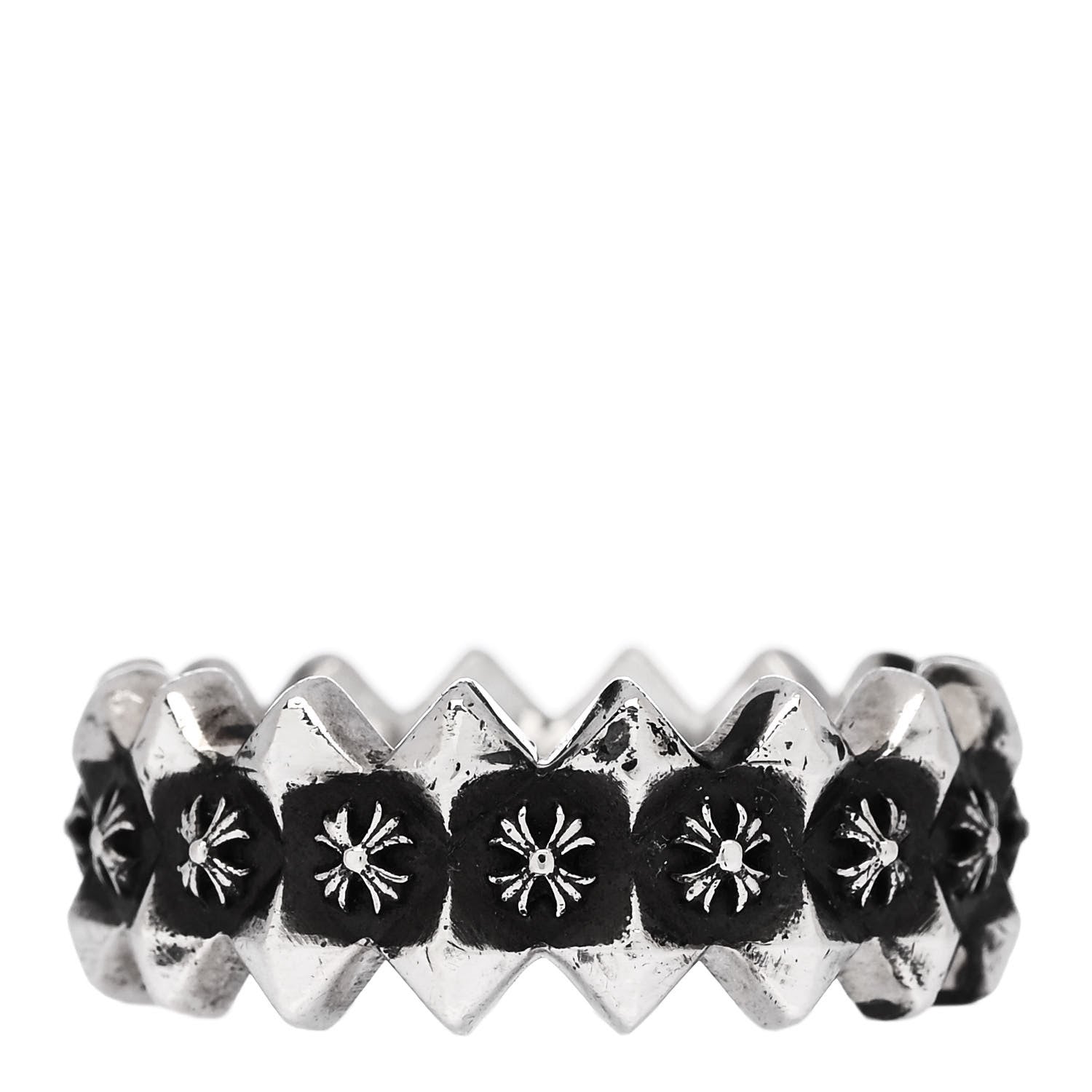 Chrome Hearts Sterling Silver CH Plus Punk Band Ring 60 9 1692022