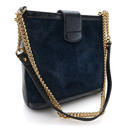 Gucci Suede Patent Dragon Embroidered Medium Dionysus Bucket Bag Dark Blue 3 of 9