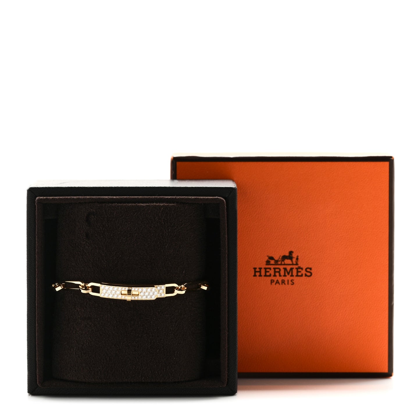 18K Yellow Gold Diamond Pave PM Kelly Chaine Bracelet ST