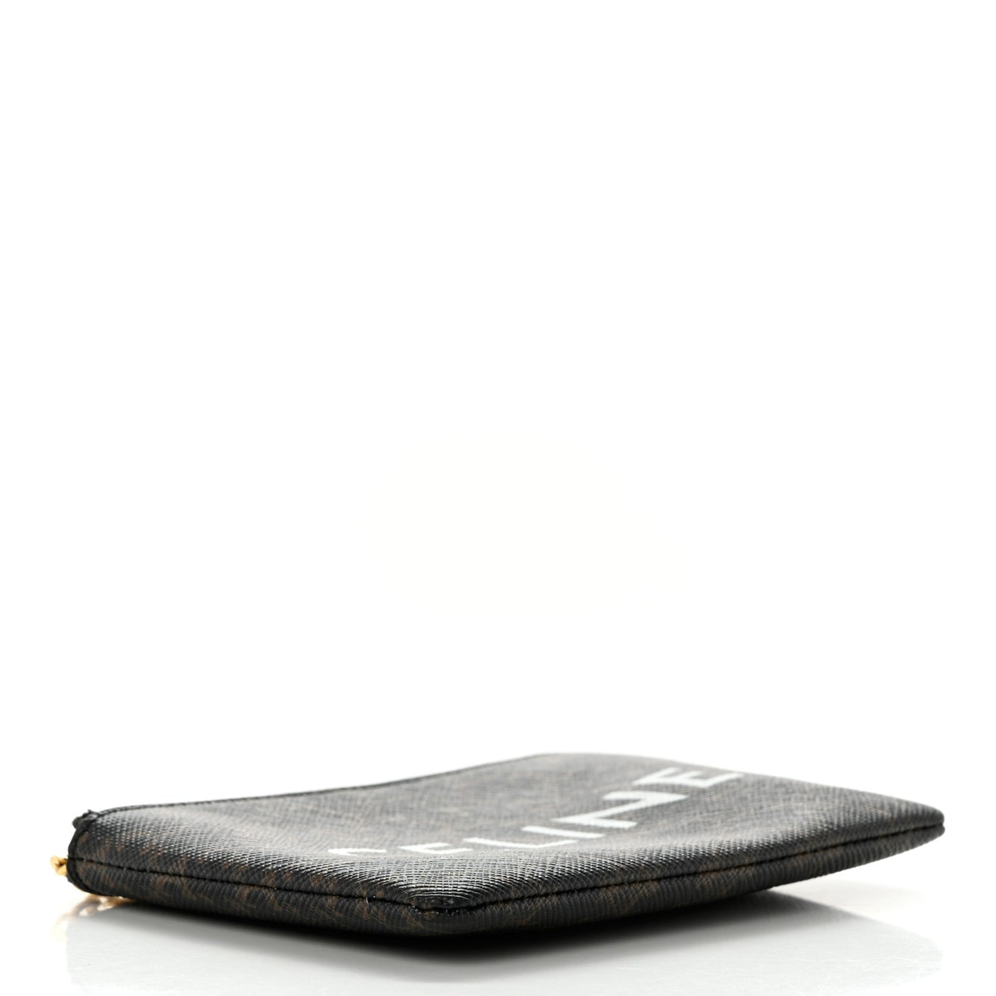 Triomphe Canvas Logo Coin and Card Pouch With Hook Black