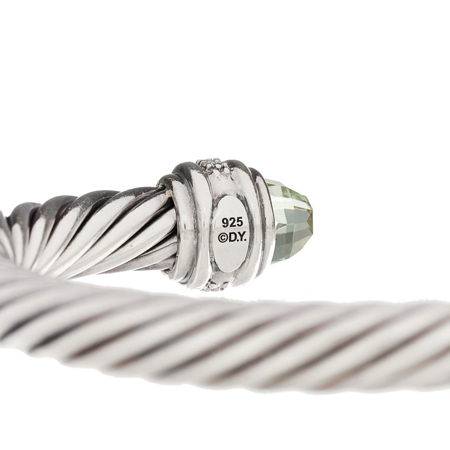 Sterling Silver Diamond Prasiolite 7mm Cable Classics Bracelet