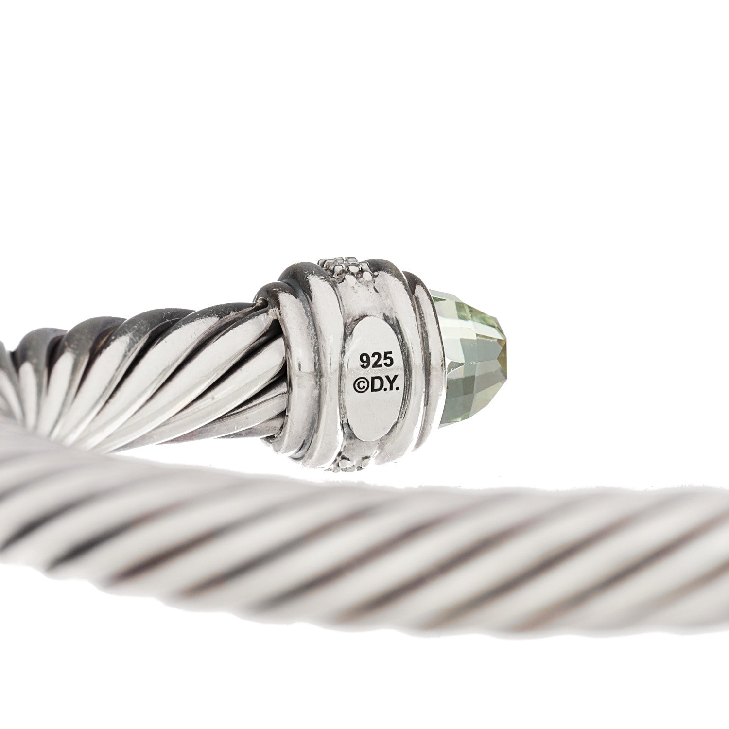 David Yurman Sterling Silver Diamond Prasiolite 7mm Cable Classics Bracelet 3 of 3