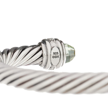 David Yurman Sterling Silver Diamond Prasiolite 7mm Cable Classics Bracelet 3 of 3