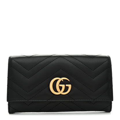 Gucci Calfskin Matelasse GG Marmont Continental Wallet Black 1 of 9