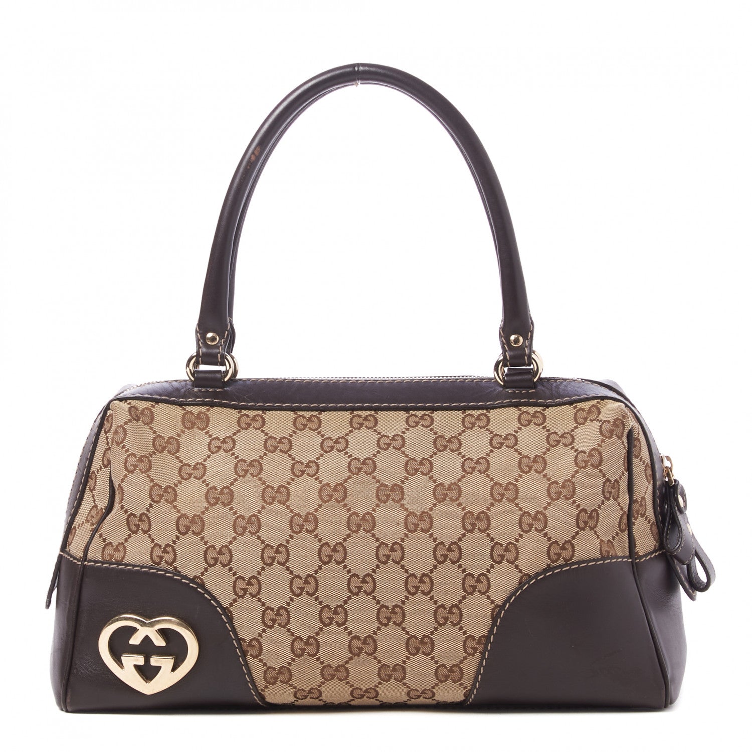 Gucci Monogram Heart GG Lovely Small Boston Dark Brown 1 of 8