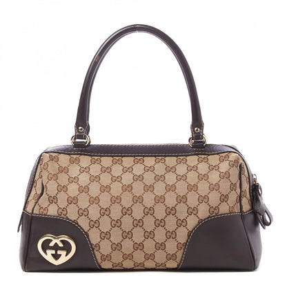 Gucci Monogram Heart GG Lovely Small Boston Dark Brown 1 of 8
