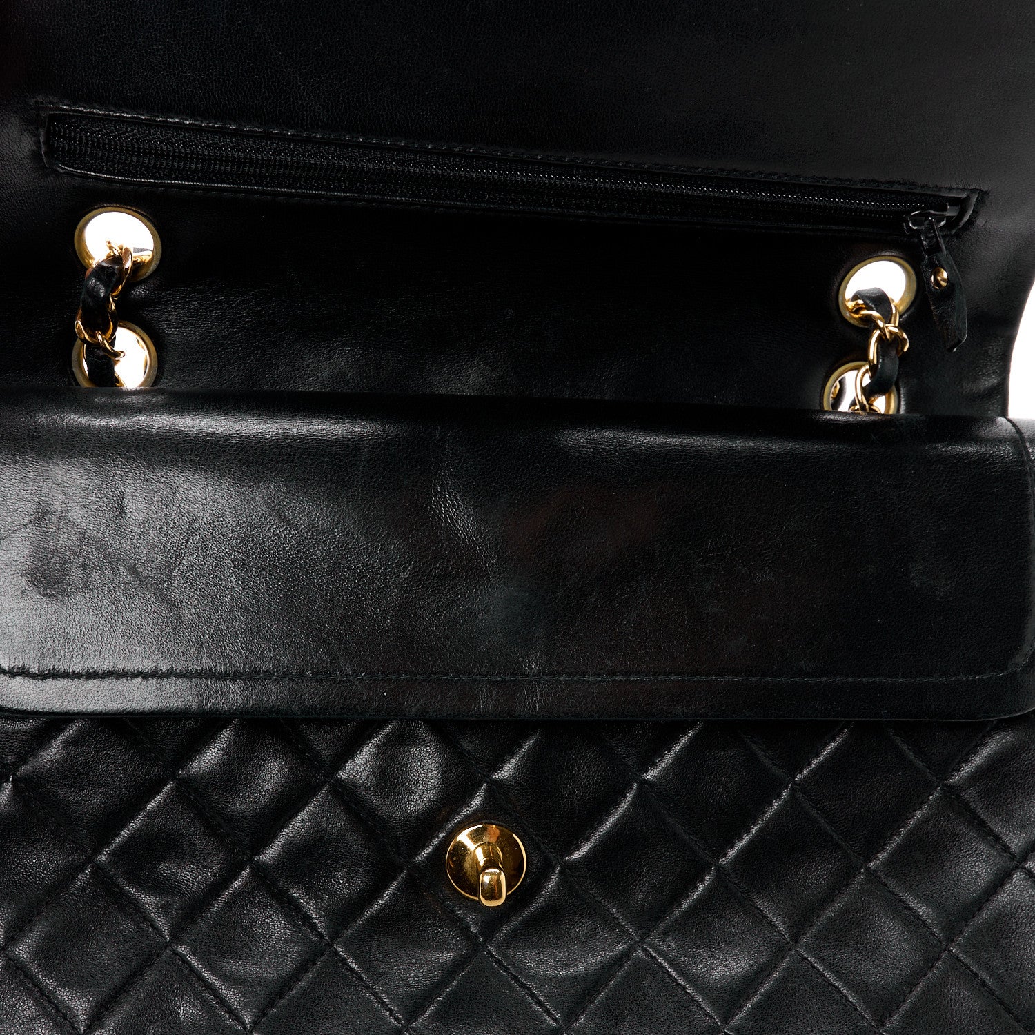 Chanel Lambskin Quilted Medium Double Flap Black 12 of 16