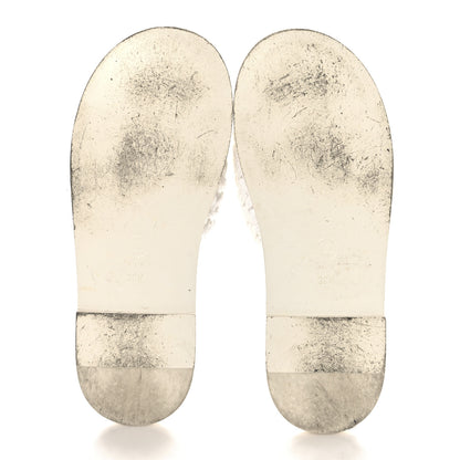 Chanel Raffia Crystal CC Mules Sandals 39.5 White 6 of 10