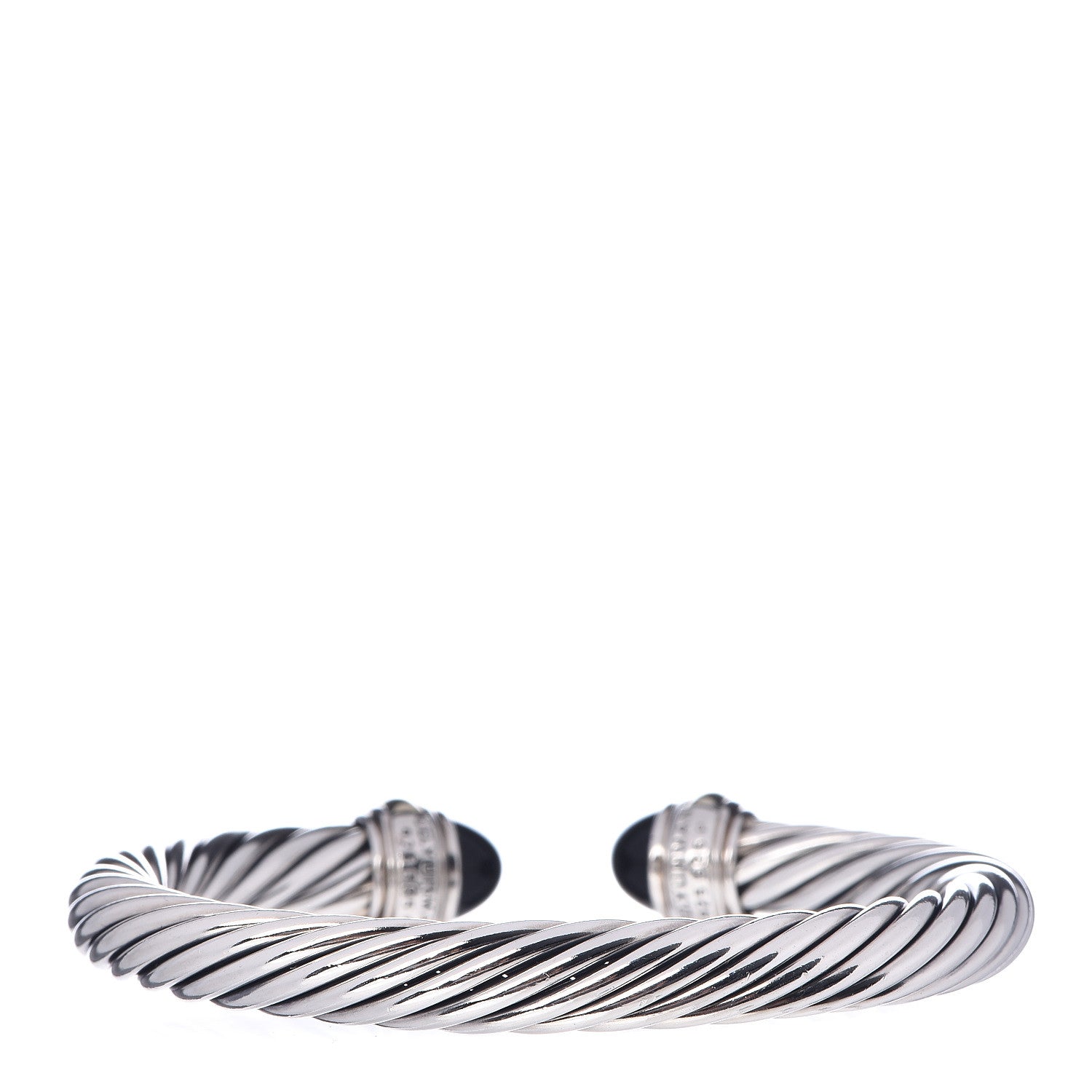 David Yurman Sterling Silver 14K Yellow Gold Black Onyx 7mm Cable Classics Bracelet 3 of 4